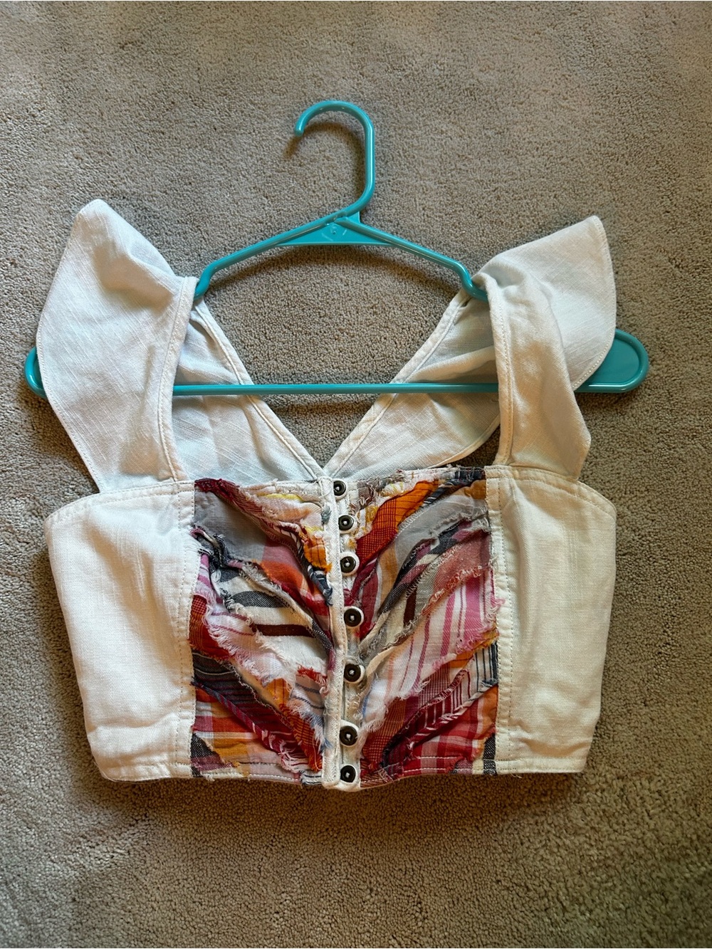 Pilcro Anthropologie Crop Tank with Multicolor Patchfront XXS